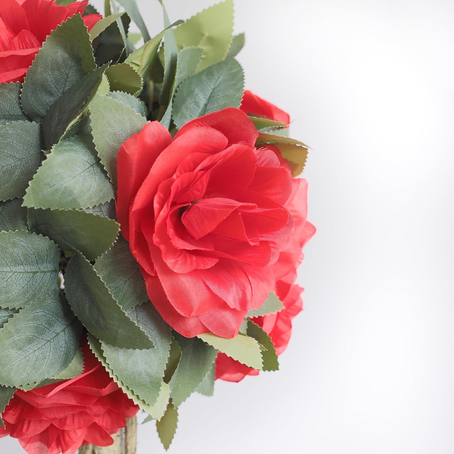 Set Of 3 Artificial Camellia Flower Double Ball Topiary Trees