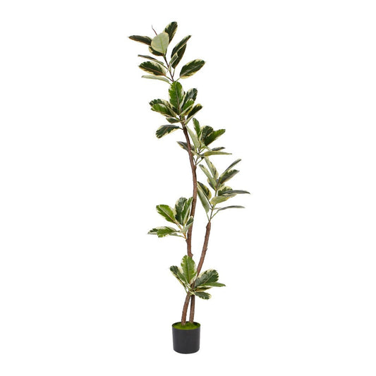 Artificial Potted Rubber Tree Decor