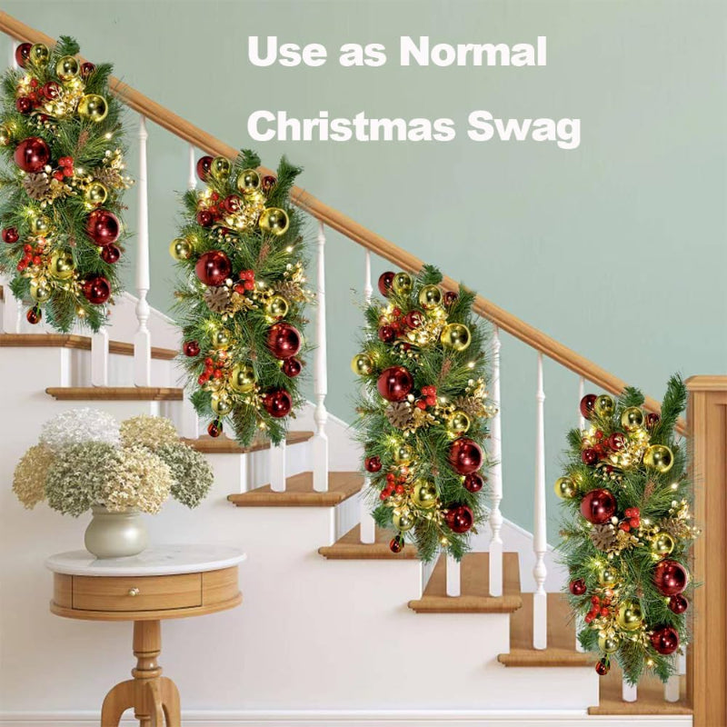 Prelit Christmas Mailbox Swag With Lights - Holiday Decor