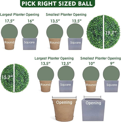 Set Of Two Artificial Boxwood Topiary Balls For Indoor And Outdoor Decor