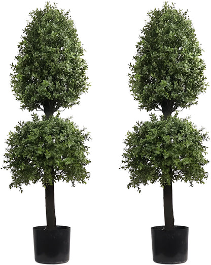 Pack Of 2 Artificial Double Tower Ball Topiary Trees